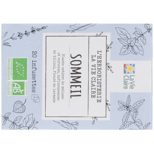 Infusion sommeil, plante entière de mélisse
et verveine, inflorescence de tilleul, fleur de lavande.