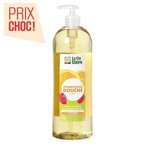 2 en 1 shampooing douche, enrichi à l'aloé vera, parfum pêche.