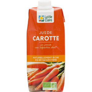 Jus de carotte pressé sans adjonction d'eau