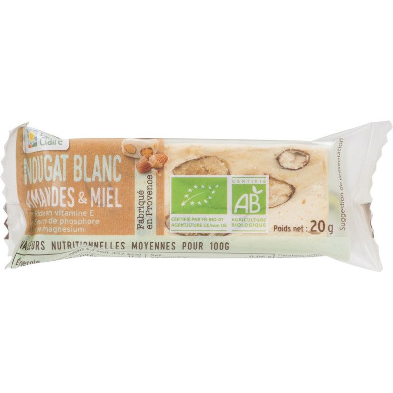 Nougat blanc, amandes et miel.