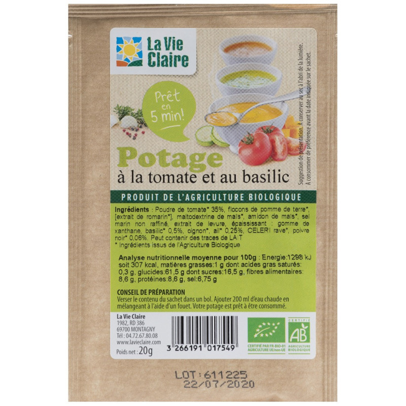 POTAGE TOMATE BASILIC DESHYD