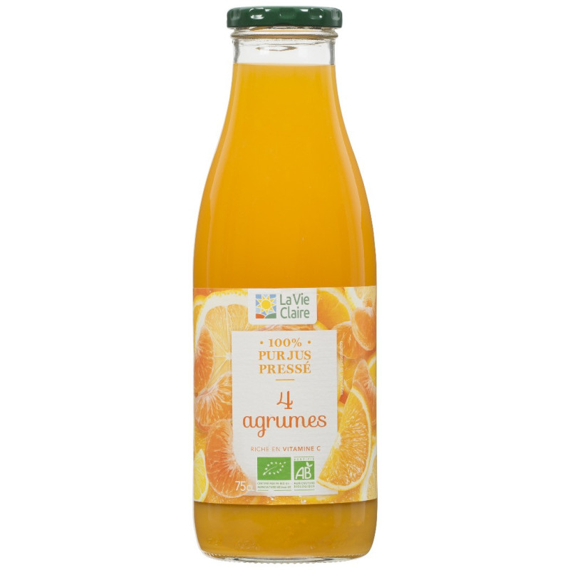 Jus de 4 agrumes pasteurisé, 100% pur jus pressé