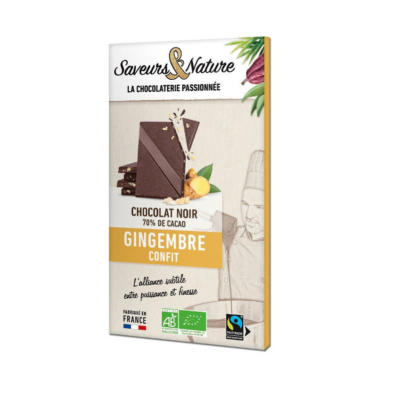 TAB CHOC NOIR 70% GING 80G