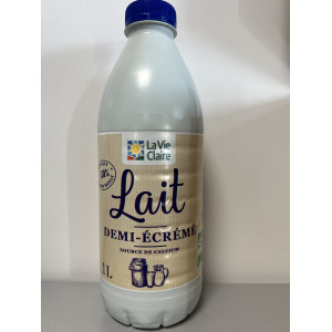 LAIT 1/2 ECREME BOUTEILLE 1L