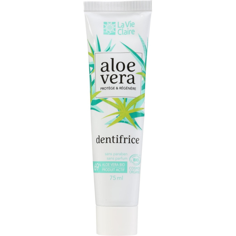 Dentifrice à l'aloe vera, 69% aloe vera.