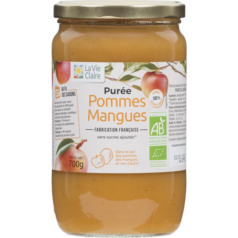 Purée pommes mangues sans sucres ajoutés bio