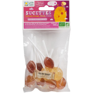 Sucettes orange/citron/fraise bio