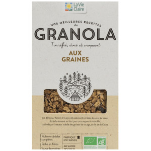 Granola aux graines torréfié, doré et croquant.