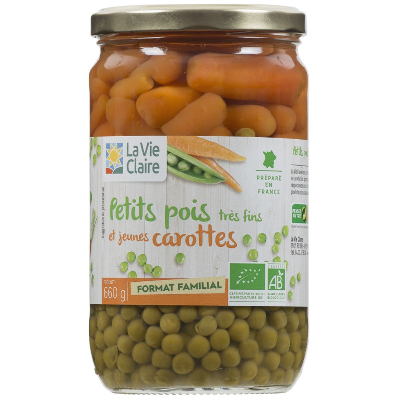 Petits pois très fins et jeunes carottes