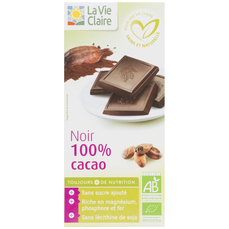 Tablette de chocolat noir 100% cacao Tablette de chocolat noir 100% cacao
