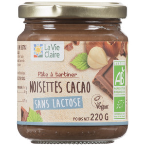 Pâte à tartiner, noisettes cacao sans lactose