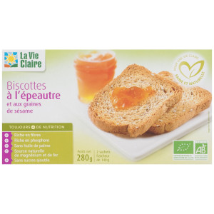 Biscottes à l'épeautre et aux graines de sésame bio