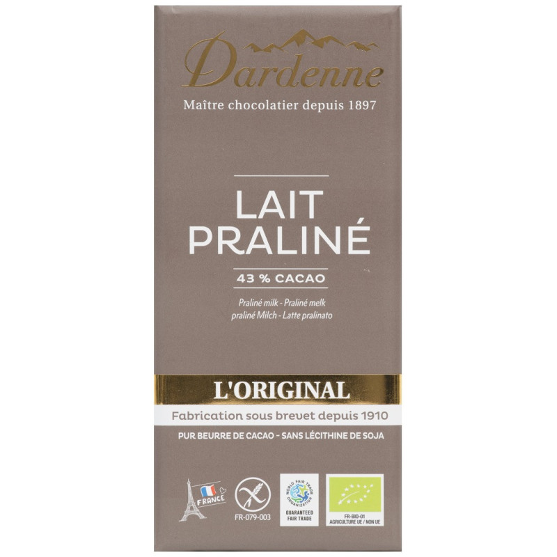 TABLETTE CHOC LAIT PRALINE 43%